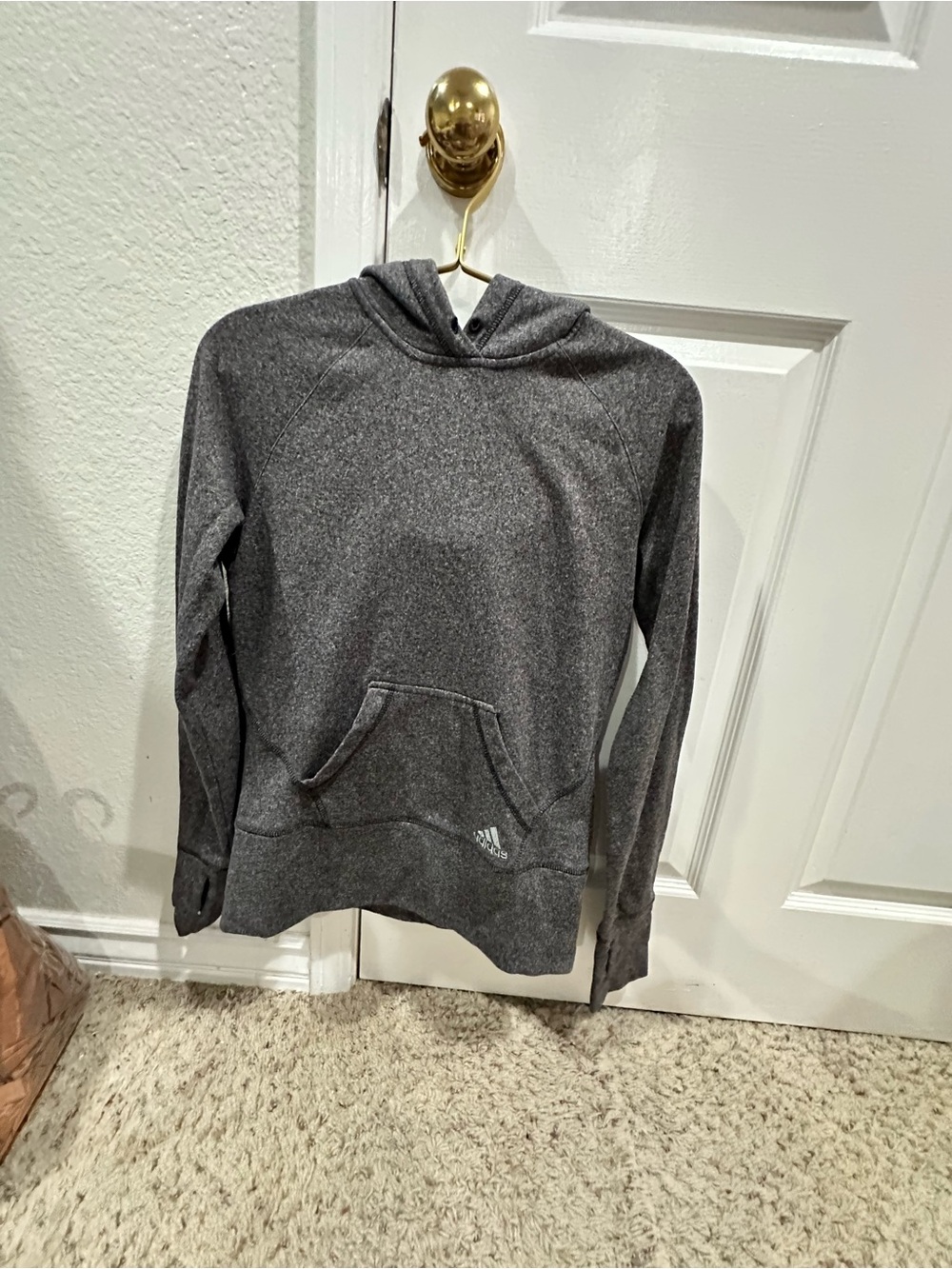 Adidas Junior Gray Hooded Pullover Sweatshirt
